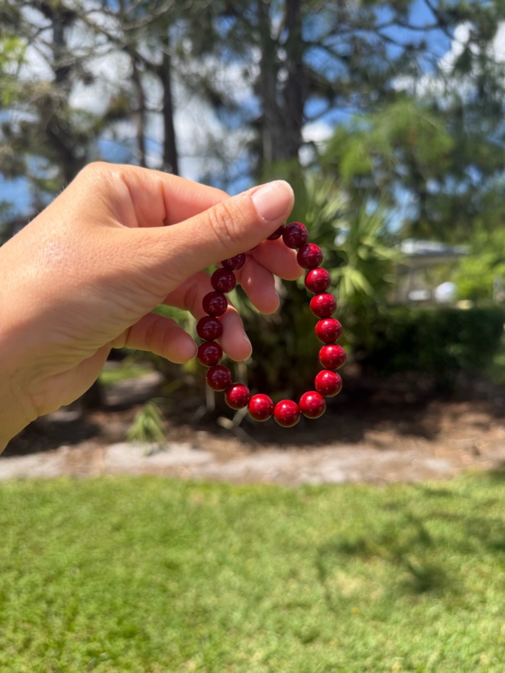 Cinnabar beaded bracelet handmade